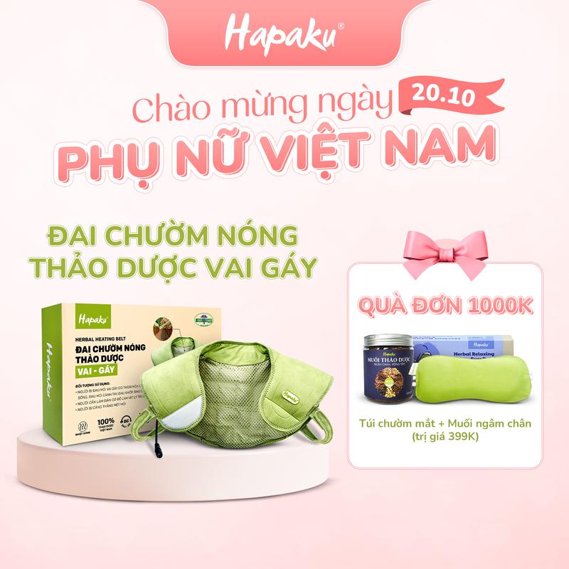 (MUA 1 TẶNG 2 ĐƠN 1000K) Đai Chườm Nóng Thảo Dược Vai Gáy Cổ Hapaku - Bản Làm Nóng Bằng Điện - Giảm Đau Mỏi Vùng Cổ Vai Gáy, Giảm Căng Cứng Cơ, Lưu Thông Khí Huyết