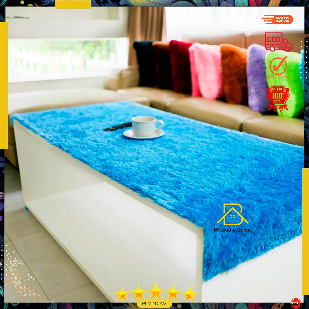 Taplak Meja Bulu Rasfur 75x45cm - Dekorasi Rumah