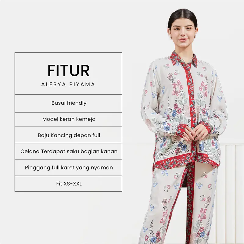Piyama Kemeja Setelan Panjang Dydlabel Alesya Set Bahan Rayon 2