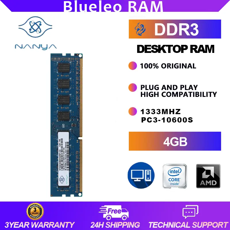 DDR3 4GB New For Nanya 4GB 4 GB DDR3 PC3-10600 1333MHz 240PIN CL9 DIMM Desktop Memory RAM