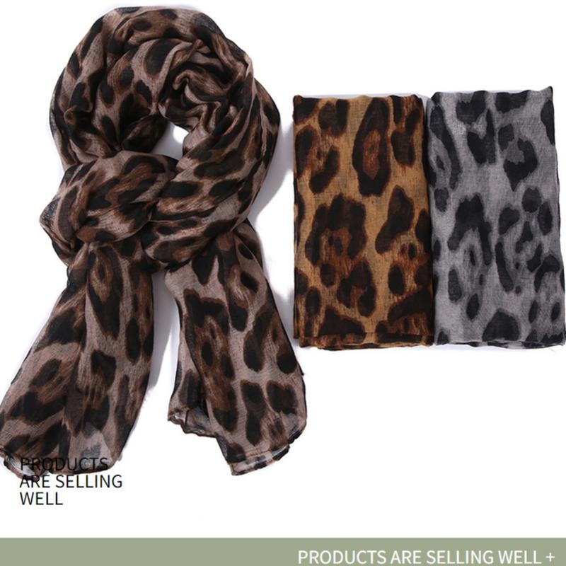 Product Introduction of High quality women's scarves for outdoor travel,Large scarf, 180cm x 80cm, made of Bali Yarn fabric, classic star leopard print, suitable as a hair scarf for women 4