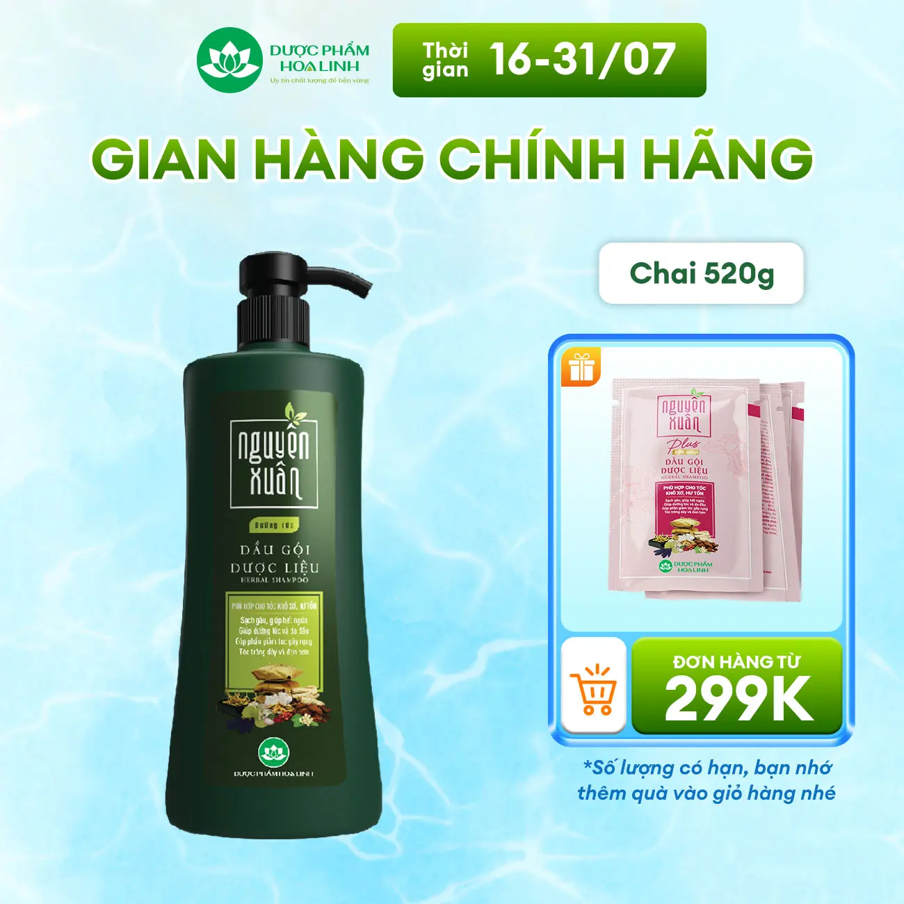 Dầu gội dược liệu Nguyên Xuân Xanh dưỡng tóc 520g