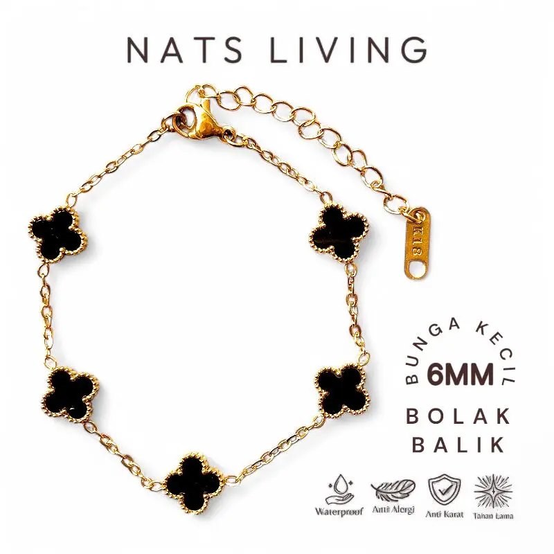 Nats Living: Gelang Tangan Clover Mini Titanium Dua Sisi 0
