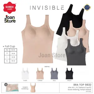 Sorex Bra Top 9832 Invisible Seamless Bralette Anti Nyeplak Busa Bisa Dilepas Cup B Tanpa Jahitan Tengtop Tali Besar