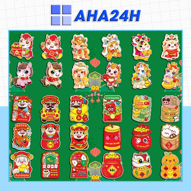  COMBO 90 Bao lì xì tết CHIBI Tổng Hợp nhiều mẫu họa tết hottrend xuân BÍNH NGỌ 2026 giấy cứng phản quang đẹp 