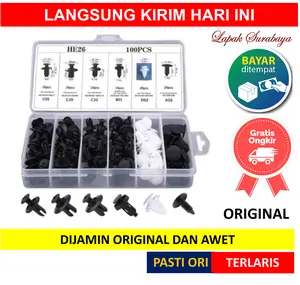 BAUT RIVET 100PC 100 PC PCS PENGUNCI BODY BEMPER MOBIL MOTOR UNIVERSAL KLIP PLASTIK SET ISI CLIP KANCING SERBAGUNA