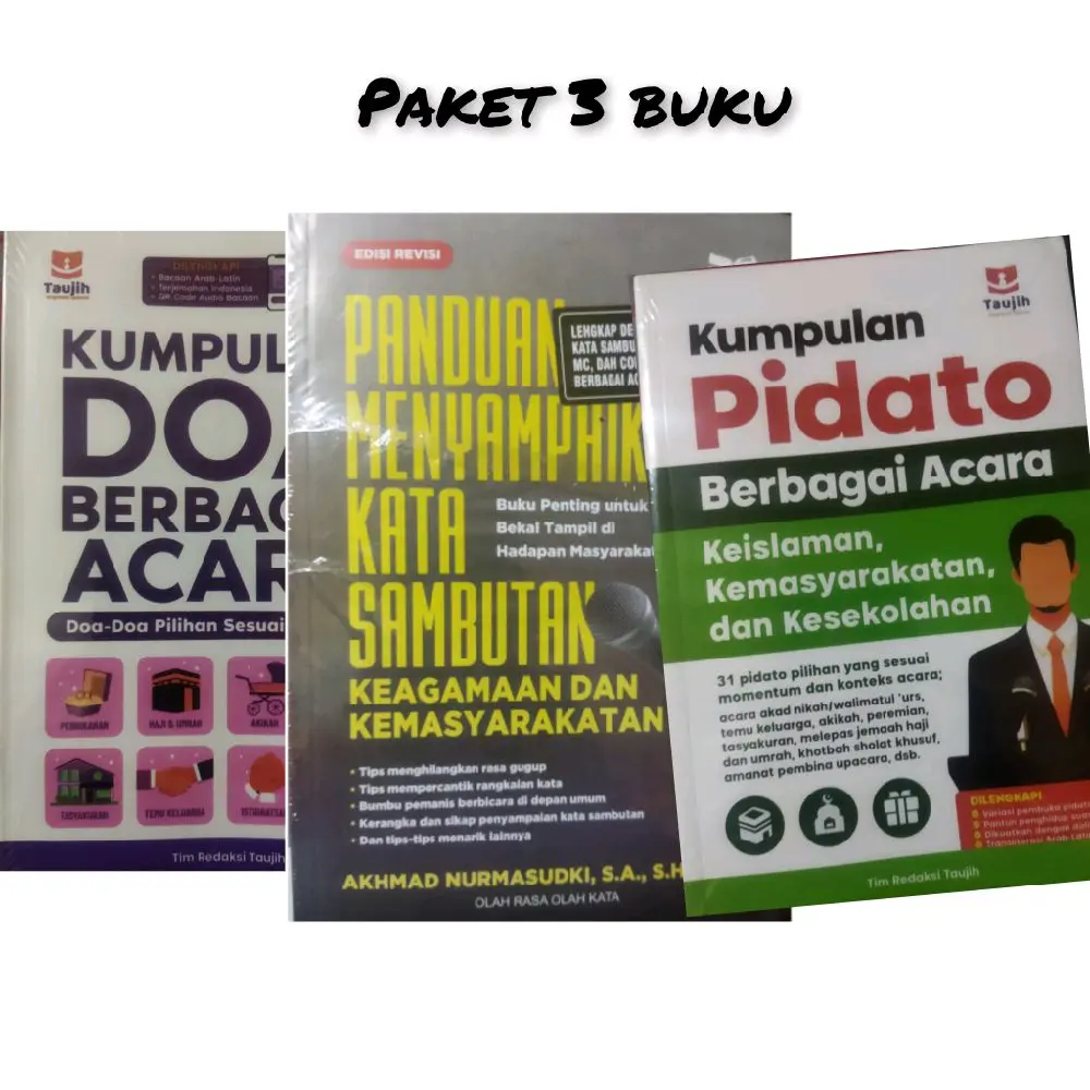 paket 3 buku doa berbagai acara panduan menyampaikan kata sambutan keagamaan dan kemasyarakatan dan pidato berbagai acara