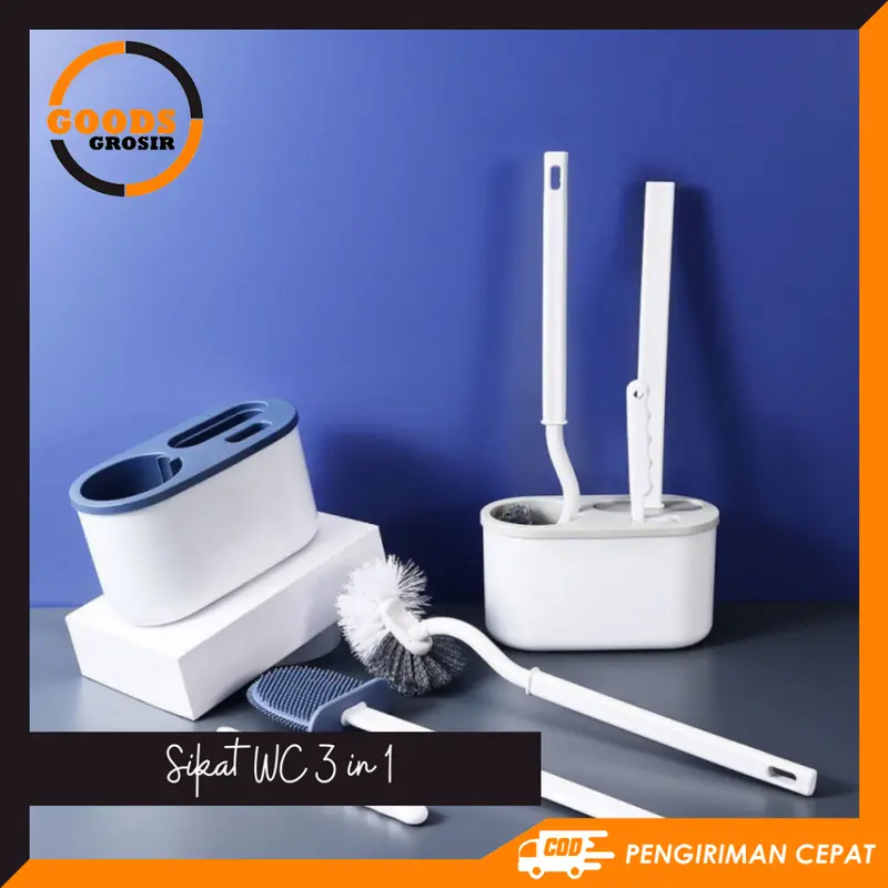 GG - SIKAT WC TOILET 3IN1 | SIKAT PEMBERSIH KAMAR MANDI | TOILET BRUSH SET 3IN1 Gagang 0