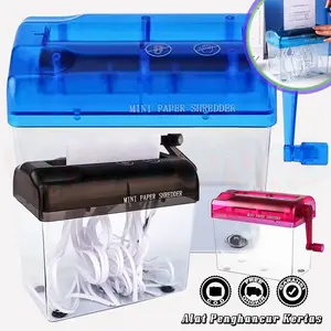 Penghancur Kertas Manual Alat Pemotong Mini Portable Hand Paper Shredder CD Card Plastik 4.5 Liter