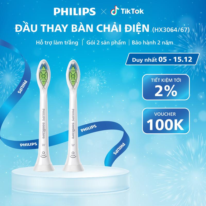  Bộ 2 Đầu Bàn Chải Điện Philips Sonicare W2 HX6062 67 Hỗ Trợ Trắng Răng Bảo Vệ Răng Miệng 