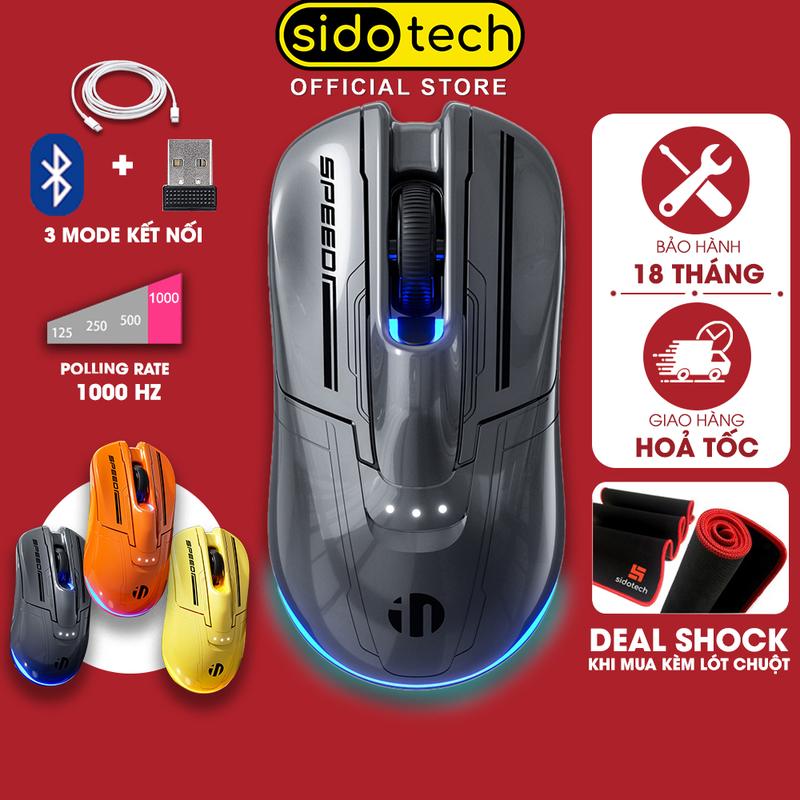  Chuột gaming không dây INPHIC JF1 tích hợp pin sạc dung lượng cao cổng type C thiết kế độc lạ có đèn led hiển thị mức pin độ nhạy 12800 DPI pollingrate 1000hz chơi game FPS valorant csgo 