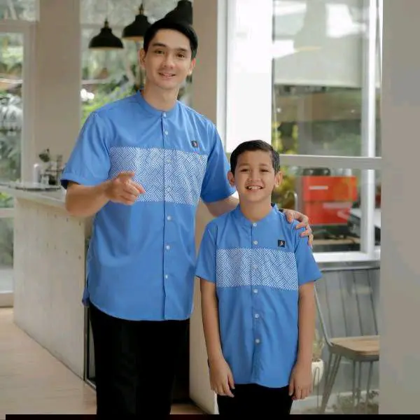 Baju Muslim Pria Couple Ayah Dan Anak Usia 3-12 Tahun Kombinasi Terbaru Lengan Pendek