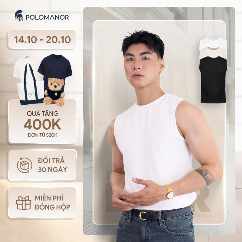 [DEAL SỐC T10] Áo thun nam TANKTOP, áo ba lỗ cotton thấm hút, tôn dáng đứng form - POLOMANOR