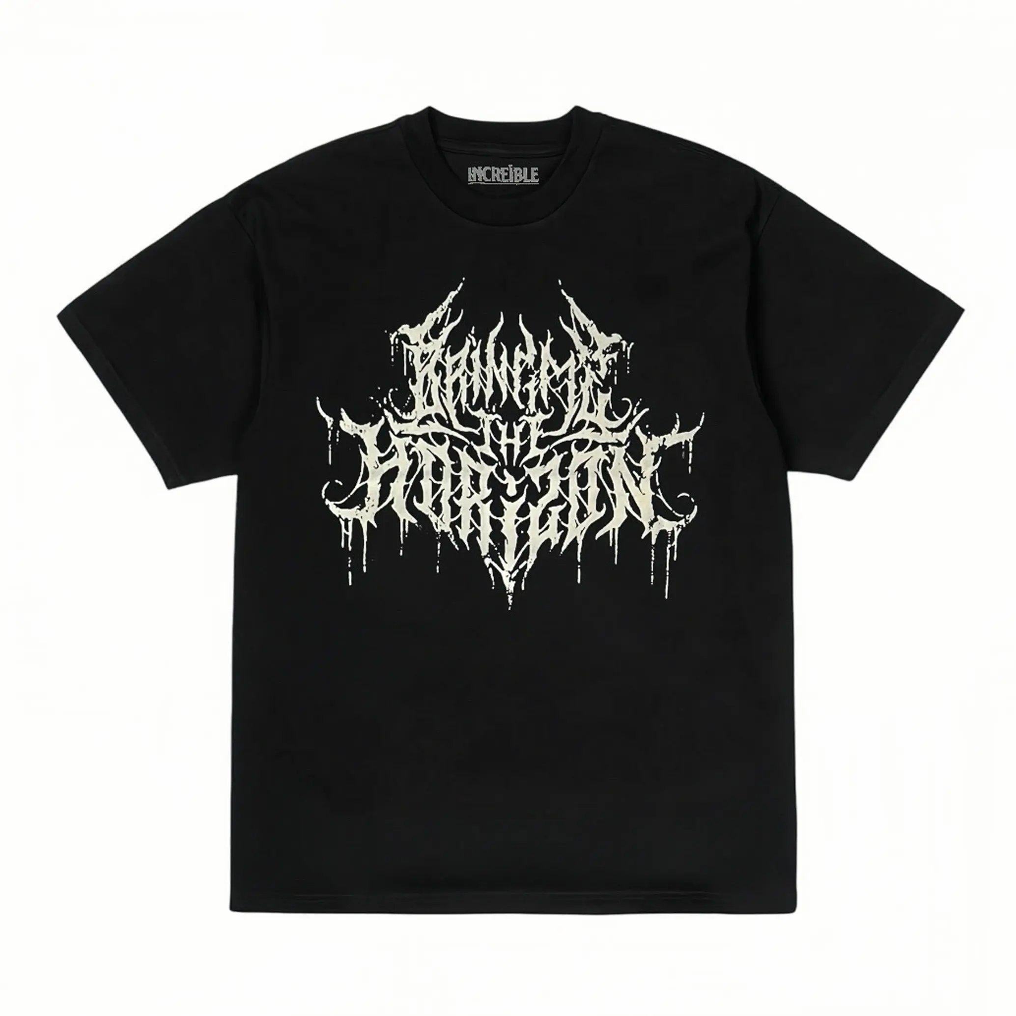 Increíble Kaos Band Bring Me To Horizon Vintage Pria dan Wanita | Baju Tshirt Skena Distro Unisex Sablon BMTH Lengan Pendek Katun Combed Hitam Lembut Reguler Fit | Atasan Oblong Cowok Motif Metal Outfits Keren