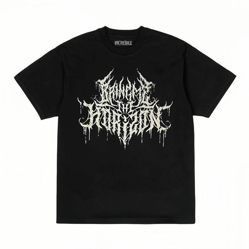 Increíble Kaos Band Bring Me To Horizon Vintage Pria dan Wanita | Baju Tshirt Skena Distro Unisex Sablon BMTH Lengan Pendek Katun Combed Hitam Lembut Reguler Fit | Atasan Oblong Cowok Motif Metal Outfits Keren 1
