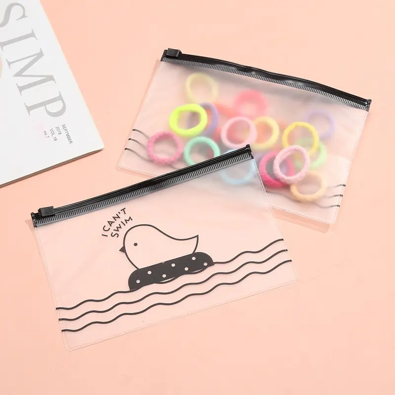 Market1688 Pouch Ziplock Organizer Transparan Doff Motif Bunga Daisy Zipper Bag Masker Transparan Karakter Little Chick Zip Lock Tempat Pensil Wadah Kosmetik Masker Serbaguna 5