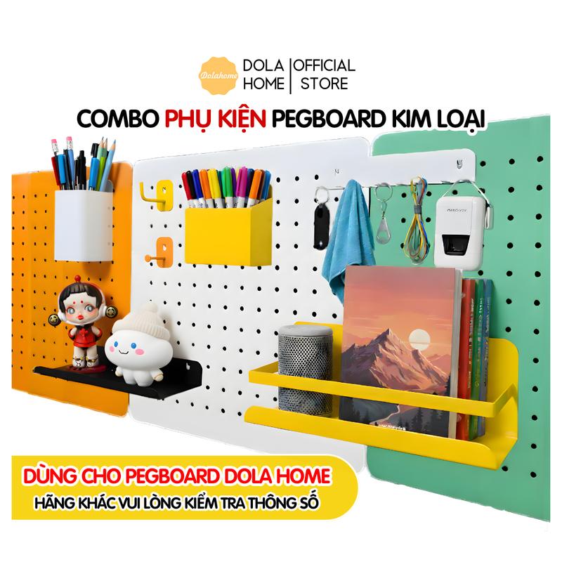   Chỉ dành cho Pegboard của hãng Dola Home  Combo phụ kiện Pegboard: Hộp bút + Khay đựng + Kệ treo ngắn + Kệ L dài nhiều màu sắc tháo lắp dễ dàng treo và để đồ đa năng 