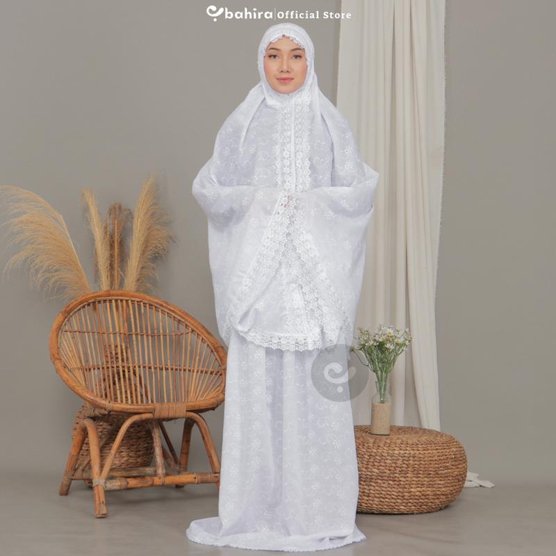 BAHIRA - Mukena Dewasa Katun Paris Premium Bordir Putih Renda Krisdayanti 2