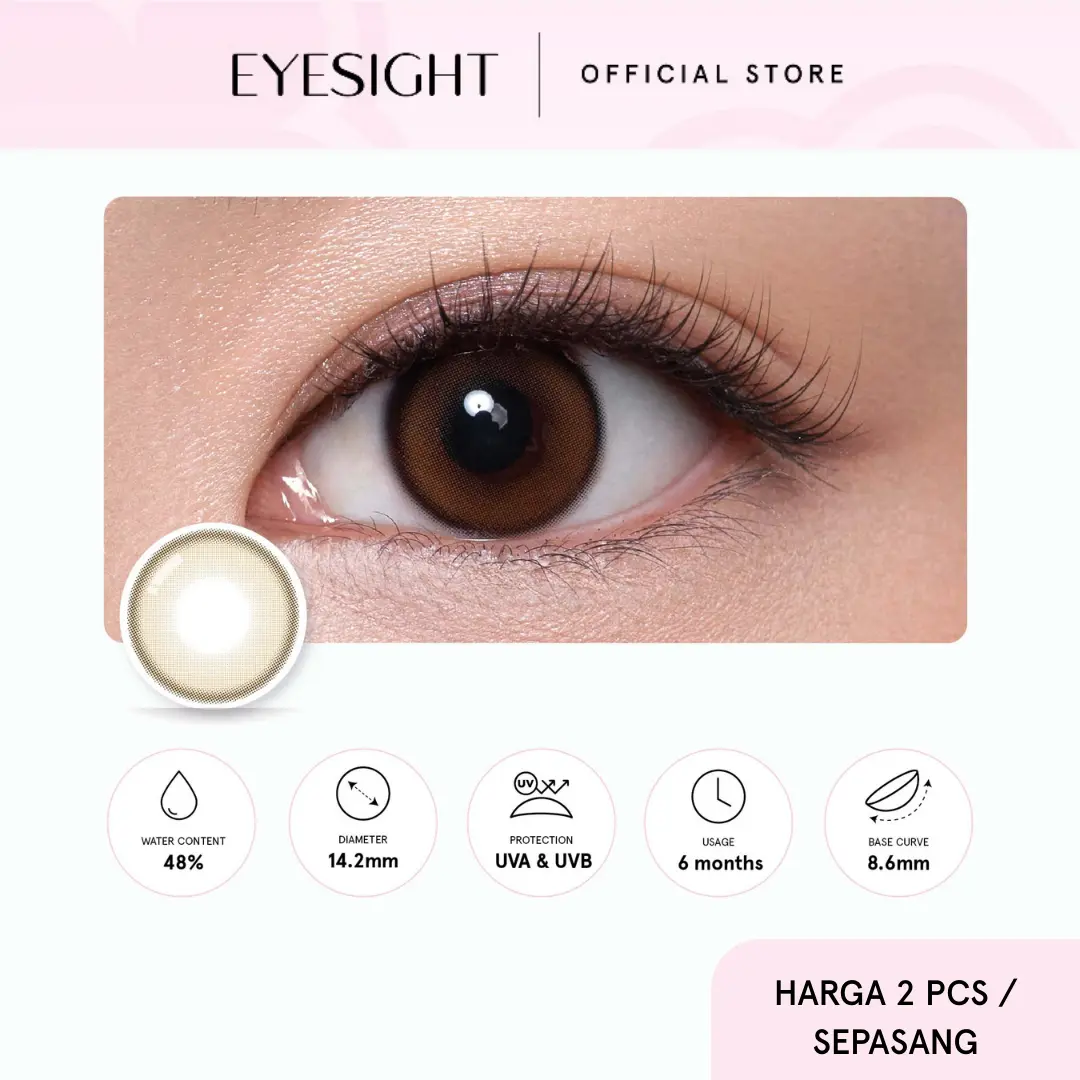 Softlens Bloominc Calla Brown - Soflen Normal, Minus -0.50 s/d -8.00 (2pcs/sepasang)