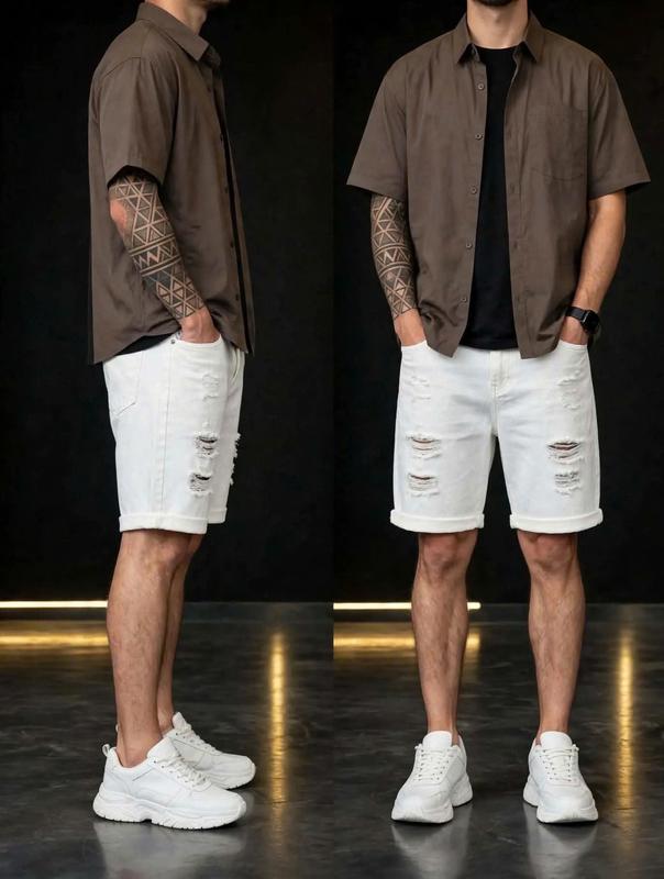 HUBA-JEANS Quần Jean Nam Sort trắng Form Slimfit Chất Liệu Denim Cao Cấp Thoải Mái Phù Hợp Đi Làm Đi Chơi