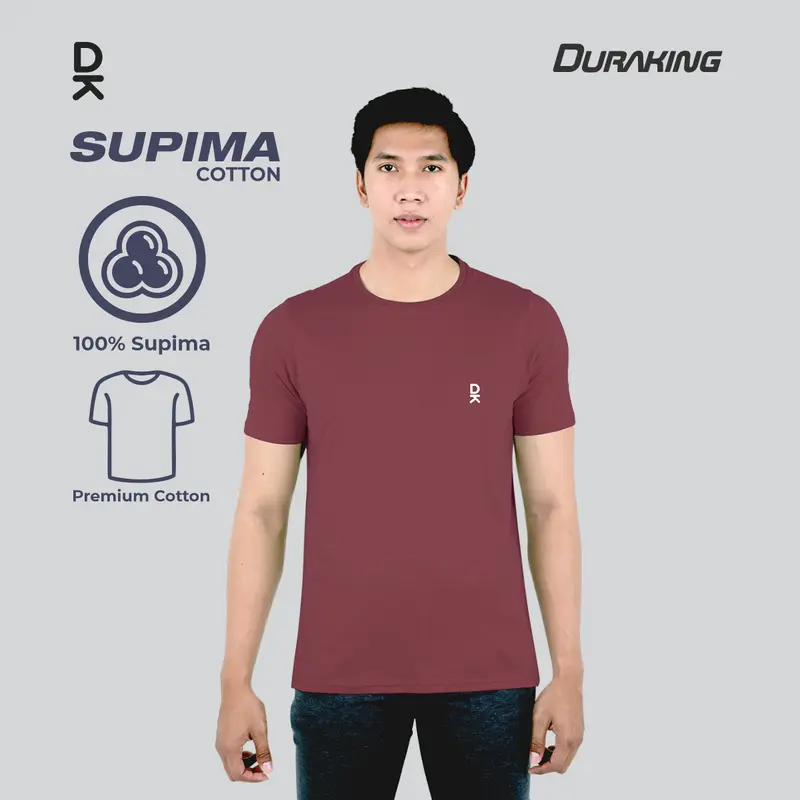 Duraking Kaos 100 persen SUPIMA Cotton Daily Wear - O Neck Basic kain katun Lembut Polos Pria Nyaman Pendek Tee Tshirt 5