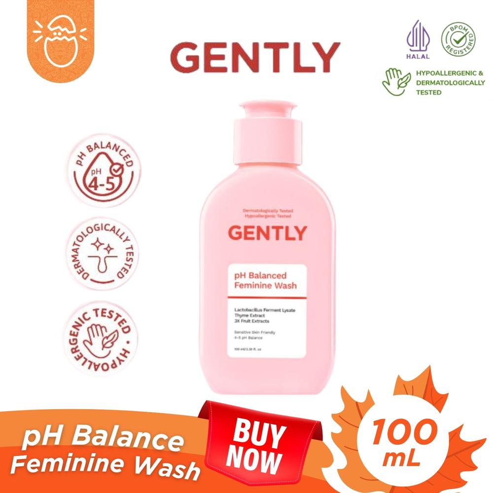 Gently pH Balanced Feminine Wash 100ml - Pembersih Kewanitaan Kurangi Gatal, Bau, Keputihan