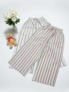 Celana Kulot Salur Stripe Anak Perempuan 2-10 Tahun Bahan Katun Oxford OOTD Kulot Salur Terbaru Modis & Nyaman