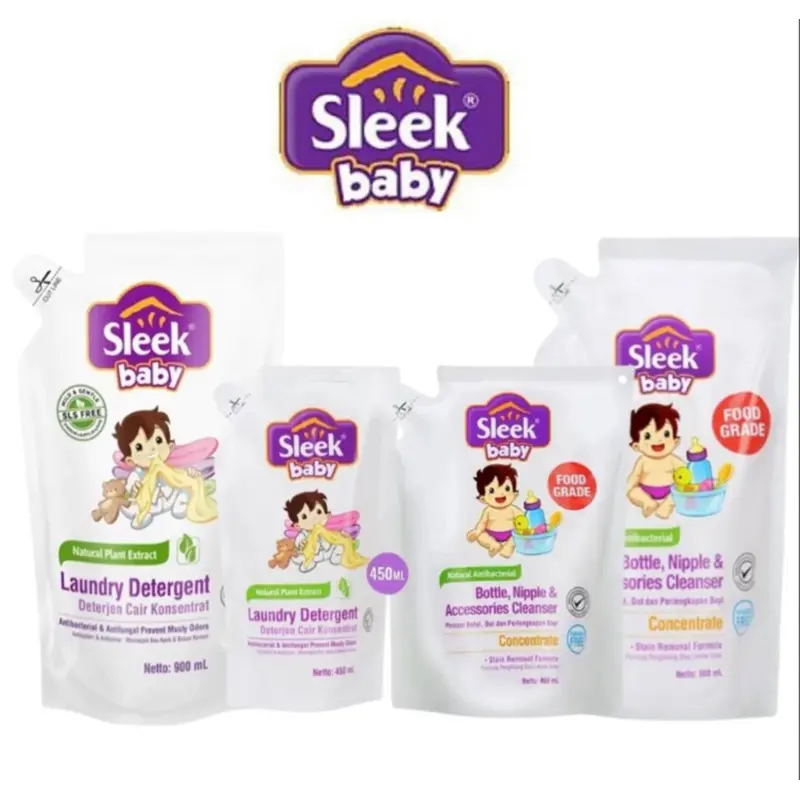 Sleek Baby Bottle  Nipple & Accesories Cleanser 450ml 900ml | Sleek Laundry Detergent 450ml 900ml | Sabun Cuci Pembersih Botol