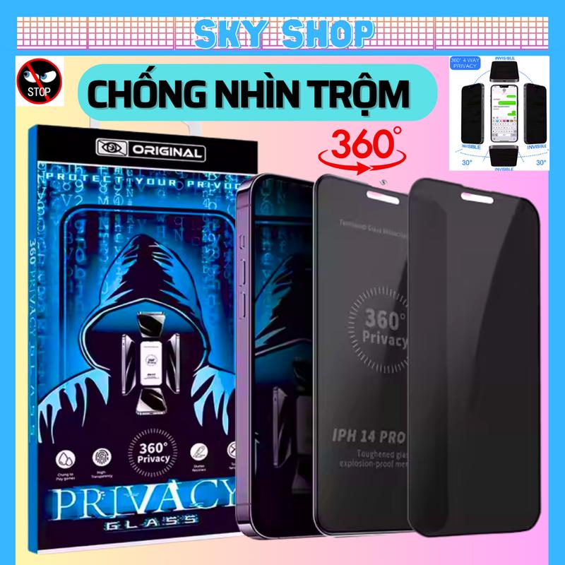 Kính cường lực iphone chống nhìn trộm 360 độ từ mọi góc cho ip 16 ProMax 16 Plus 15 14 13 12 11 Pro Max Xs Xr XsMax