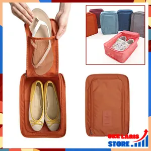 OLS (COD) Pouch Sepatu Tas Travel Penyimpanan Sepatu Sandal Kasut Dua Sekat Pouch Traveling Shoes Bag Organizer