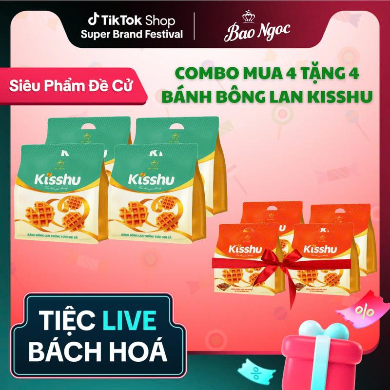 [ĐA KHO TAP X "Combo Mua 4 Tặng 4" ] 4 Bánh mì bông lan sợi gà + Tặng 4 Bánh mì bông lan BBQ  - Bánh Mì Tươi Cao Cấp Bảo Ngọc Food
