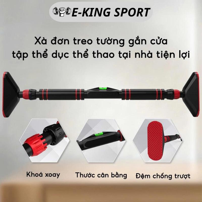 E-King Sport Xà đơn treo tường gắn cửa cao cấp điều chỉnh độ dài mút cửa tập tại nhà tập GYM sô tay trước lưng xà đơn gắn tường