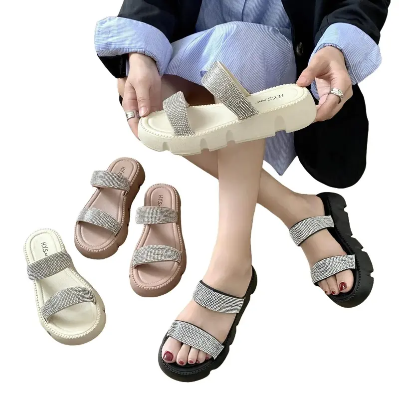 Sandal Slop Wanita Dewasa | Wedges Wanita | Sandal Slop Tinggi Gliter 2388-z1 0