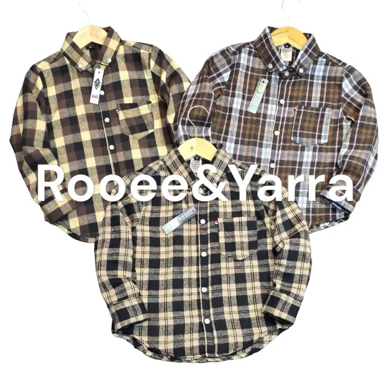 atasan kemeja flannel anak 3-11 tahun laki-laki dan perempuan Fashion anak bahan katun flannel import 1