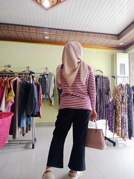 Product Review of JN- Chika Blouse Stripe Atasan  Panjang Wanita Knit Casual Baju Knitted Knitwear Crop Top Outer Cardigan Oversize kemeja  hadeed Motif Kardigan Garis Basic from a**3 0