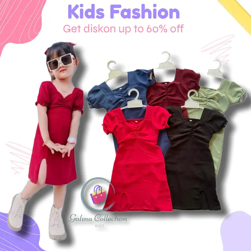 Dress fuji anak perempuan viral, estimasi anak usia 1-5tahun, Dress cringkle fuji anak terbaru 2024 0