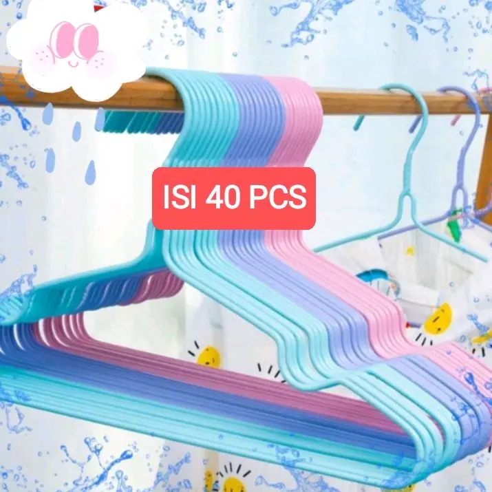 (ISI 40 PCS) gantungan baju besi / hanger baju gantung / gantungan baju / gantungan baju aesthetic / hanger / gantungan hijab dan pakaian Stainless Anti Karat henger