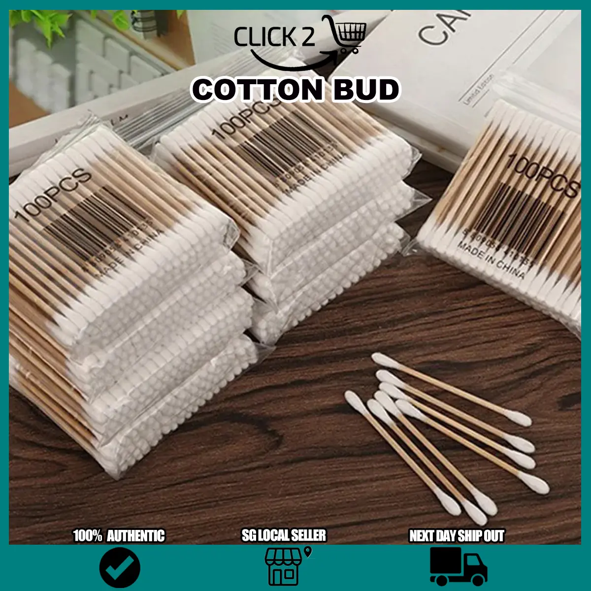 SG 100pcs Double Head Cotton Buds/ Disposable Cotton Swabs/ Cotton Tipped Applicator For Beauty Makeup Nose Ears