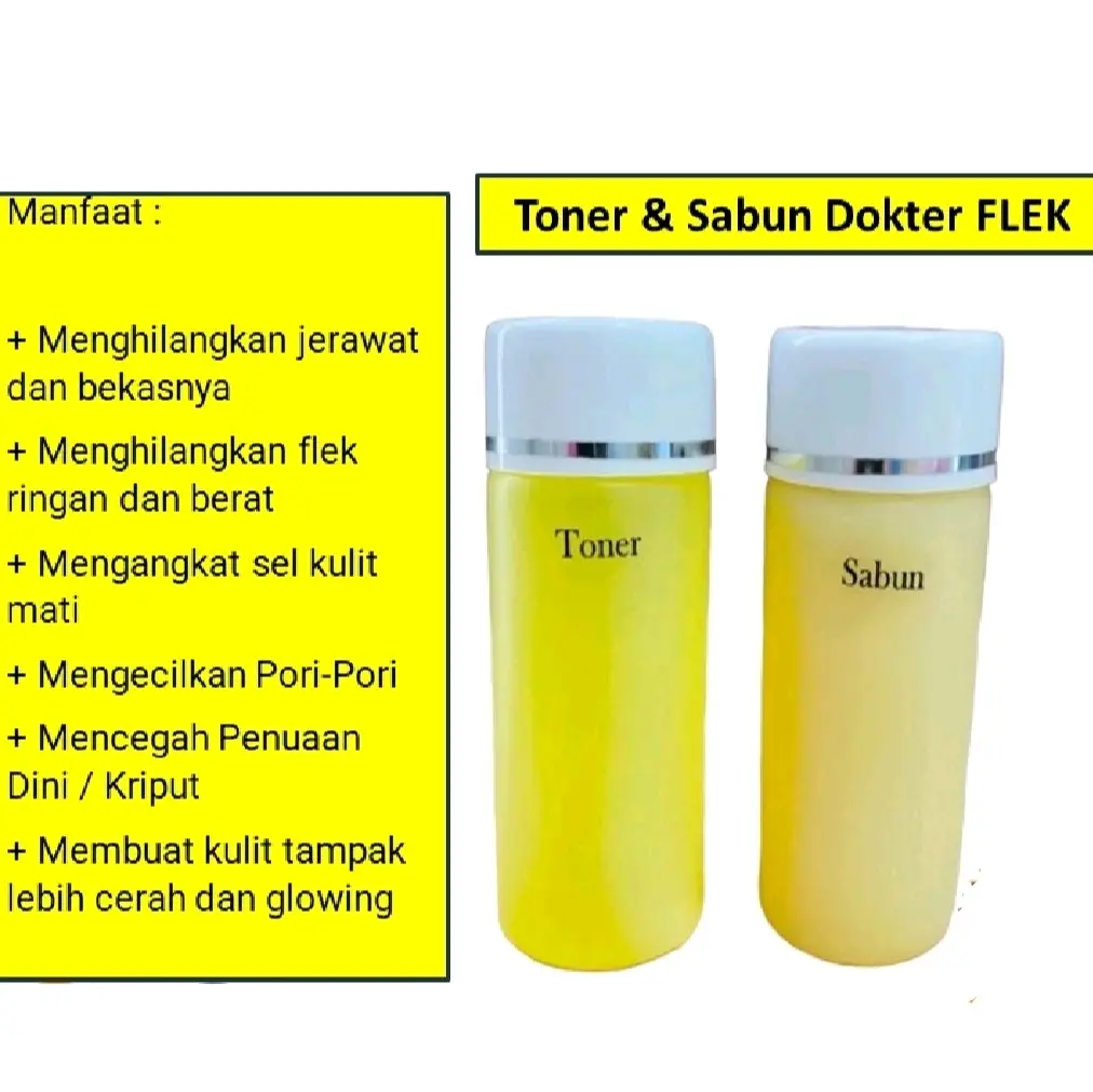 Toner Flek Strong - Sabun FLEK - Serum Flek  Racikan Dokter Klinik Original 100% Asli -  Membersihkan Memutihkan Mencerahkan Wajah