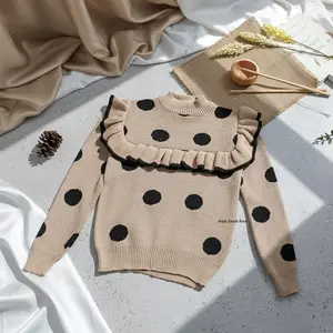 SWEATER RAJUT RUFFLE MOTIF POLKADOT 1-6 TAHUN LENGAN PANJANG KOREAN STYLE