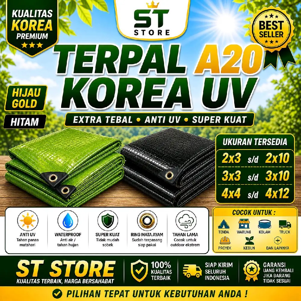 TERPAL A20 Korea +UV Ukuran 2x3 2x4 2x5 2x6 2x7 2x8 2x9 2x10 3x3 3x4 3x5 3x6 3x7 3x8 3x9 3x10 4x4 4x5 4x6 4x7 4x8 4x9 4x10 4x12