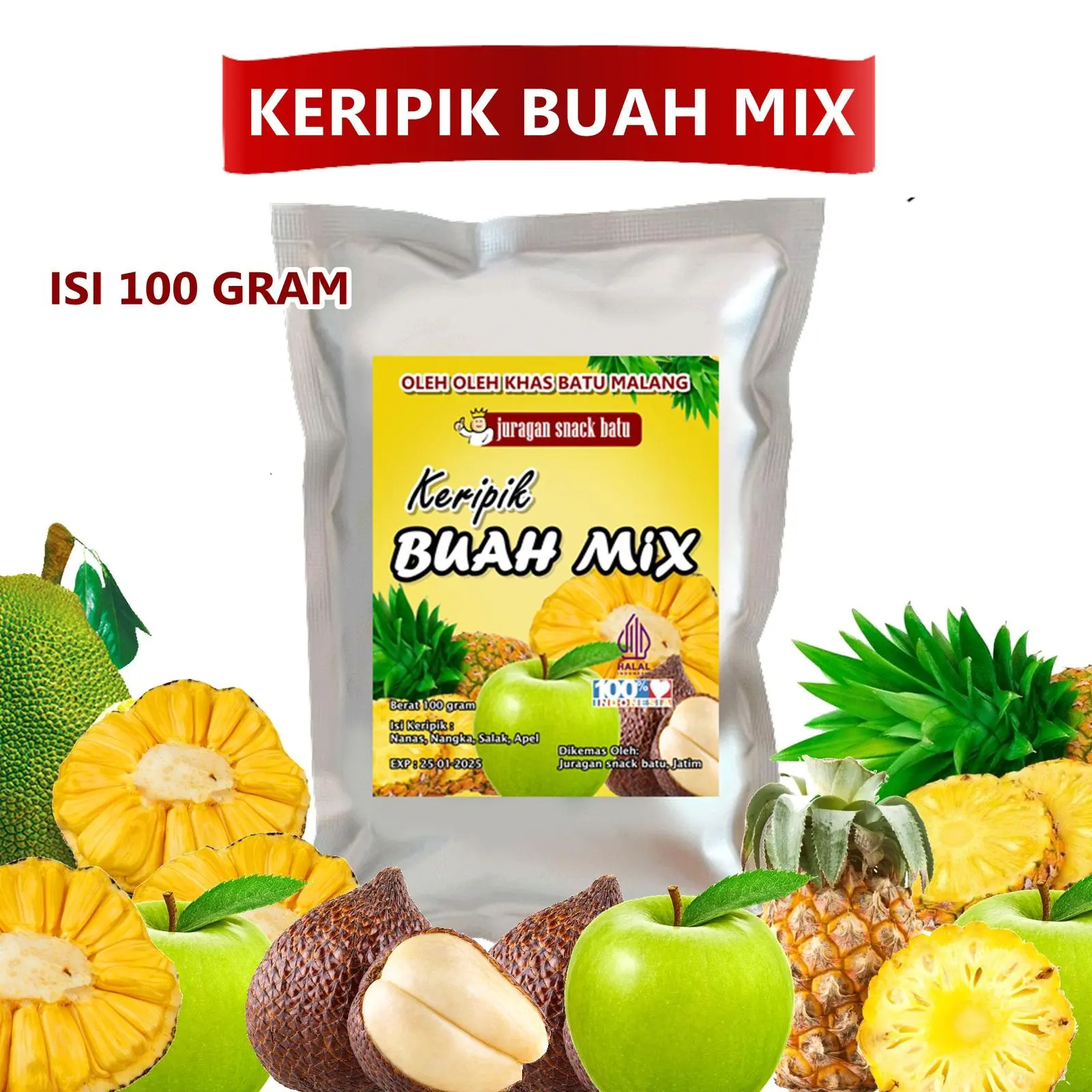 KERIPIK BUAH MIX NANGKA SALAK APEL NANAS 100GR KERIPIK NANGKA APEL SALAK BUAH KERING SNACK VIRAL JAJANAN ENAK JAJANAN LEBARAN KUE LEBARAN