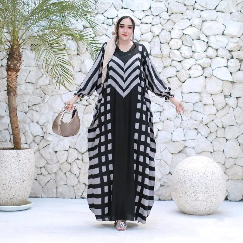 Raz.id Faeza Kaftan Rayon Jumbo Panjang Motif Hitam 1