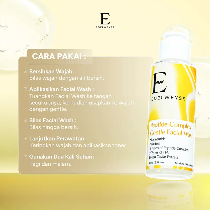 EDELWEYSS  Peptide Complex Gentle Facial Wash 100ml face  wash untuk kulit kering kusam 2