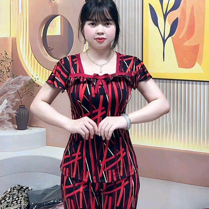 Bộ Thun Nữ Mặc Nhà Quần Dài Ống Nhỏ Bộ Ngủ Nho 0