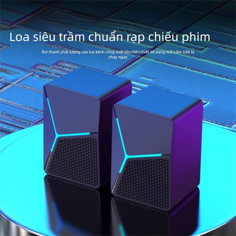 Loa máy tính có dây - một chiếc loa Bluetooth mini dành cho máy tính để bàn và máy tính xách tay, cấp nguồn qua cổng USB, với âm trầm mạnh mẽ, thiết kế nhỏ gọn, phù hợp cho văn phòng và gia đình.