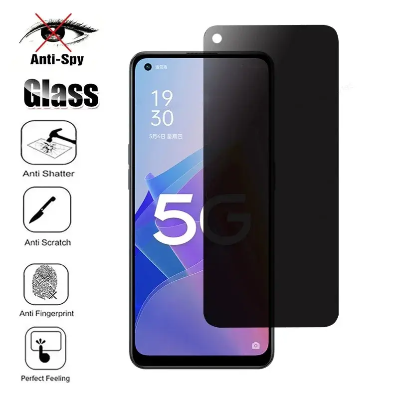 Full Cover Tempered Anti-Spy Glass For Oppo A3S A5 A5S A9 A15S A16K A17K A38 A52 A53 A54 A55 A57 A58 A72 A74 A76 A77S A78 A79 A92 A94 A95 A96 Privacy Screen Protector
