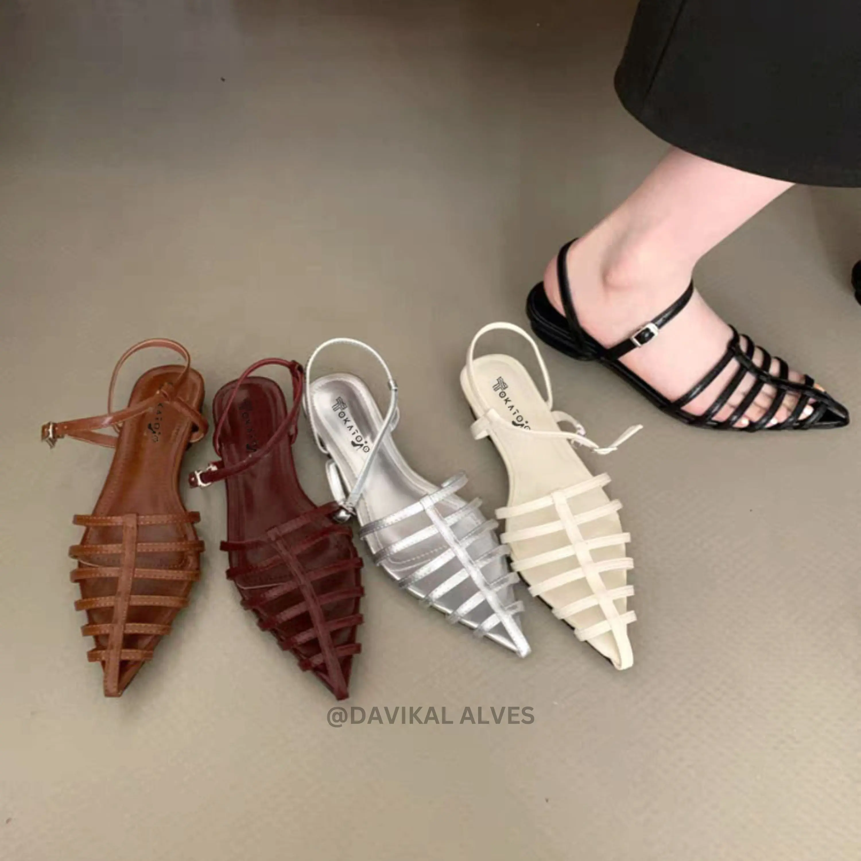 Davikal Sandal Wanita Heel Ujung Runcing Hak 3 Cm Ringan & Nyaman