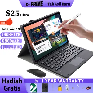 X-PRIME Tablet Pro S25 5G Snapdragon 888 10.1 Inch HD 120Hz 16GB RAM 1TB ROM 8800mAh 11-core Wifi Bluetooth 2 Desain Elegan dan Modern Android 15 8K Kamera 12MP+36MP Layar Prosesor Kartu