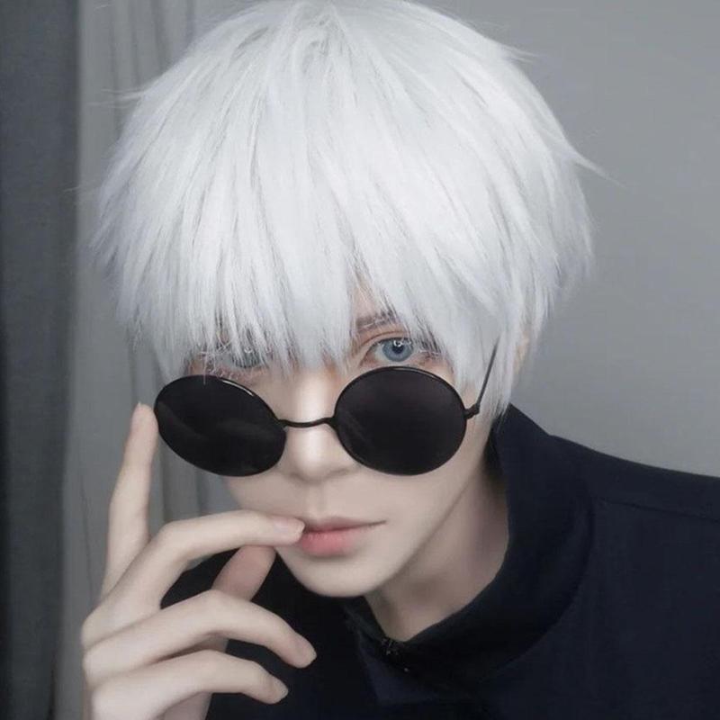 Product Introduction of Man's Wig Short Straight Black Synthetic Wigs With Bangs For Men Women Boy Fake Hair H4Z9 45